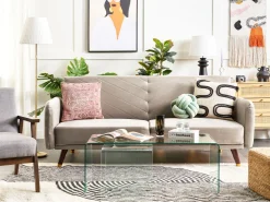 Beliani 3-Istuttava Vuodesohva Sametti Ruskeanharmaa Senja Clearance