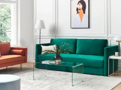 Beliani 3-Istuttava Vuodesohva Sametti Säilytystila Smaragdinvihrea Eksjo Best Sale