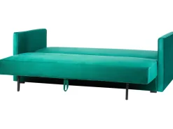 Beliani 3-Istuttava Vuodesohva Sametti Säilytystila Smaragdinvihrea Eksjo Best Sale