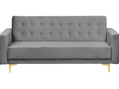 Beliani 3-Istuttava Vuodesohva Sametti Harmaa Aberdeen Cheap