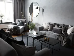 Beliani 3-Istuttava Vuodesohva Sametti Harmaa Aberdeen Cheap