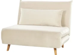 Beliani 1-Istuttava Vuodesohva Sametti Kermanvalkoinen Setten Best Sale