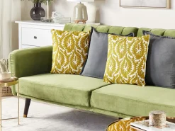 Beliani 3-Istuttava Vuodesohva Sametti Oliivinvihrea Vimmerby Store