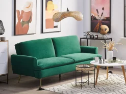 Beliani 3-Istuttava Vuodesohva Sametti Tummanvihrea Vettre Hot