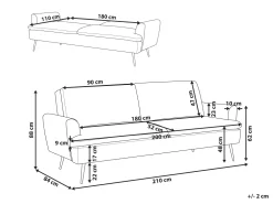 Beliani 3-Istuttava Vuodesohva Sametti Tummanvihrea Vettre Hot