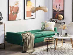 Beliani 3-Istuttava Vuodesohva Sametti Tummanvihrea Vettre Hot