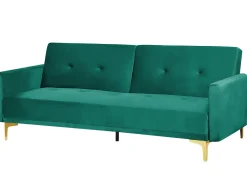 Beliani 3-Istuttava Vuodesohva Sametti Vihrea Lucan Best Sale