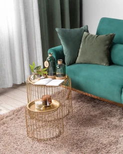 Beliani 3-Istuttava Vuodesohva Sametti Smaragdinvihrea Eina Clearance