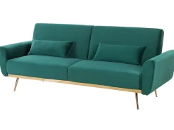 Beliani 3-Istuttava Vuodesohva Sametti Smaragdinvihrea Eina Clearance