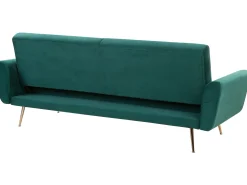 Beliani 3-Istuttava Vuodesohva Sametti Smaragdinvihrea Eina Clearance