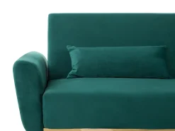 Beliani 3-Istuttava Vuodesohva Sametti Smaragdinvihrea Eina Clearance