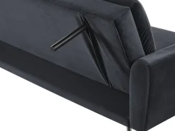 Beliani 3-Istuttava Vuodesohva Sametti Musta Vettre Fashion