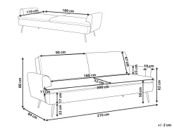 Beliani 3-Istuttava Vuodesohva Sametti Musta Vettre Fashion
