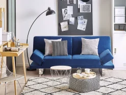 Beliani 2-Istuttava Vuodesohva Sametti Laivastonsininen York Discount