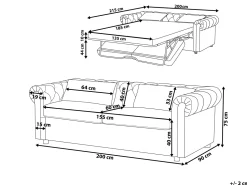 Beliani 3-Istuttava Vuodesohva Sametti Sininen Chesterfield Outlet