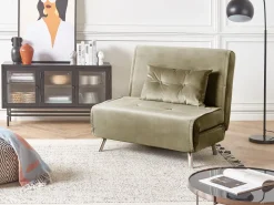 Beliani 1-Istuttava Vuodesohva Sametti Oliivinvihrea Farris Fashion