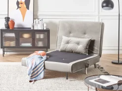 Beliani 1-Istuttava Vuodesohva Sametti Vaaleanharmaa Farris Shop