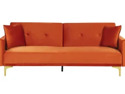 Beliani 3-Istuttava Vuodesohva Sametti Oranssi Lucan Fashion