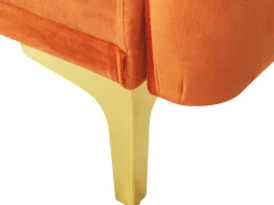 Beliani 3-Istuttava Vuodesohva Sametti Oranssi Lucan Fashion