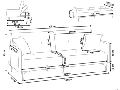 Beliani 3-Istuttava Vuodesohva Sametti Oranssi Lucan Fashion