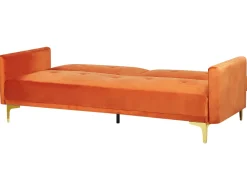 Beliani 3-Istuttava Vuodesohva Sametti Oranssi Lucan Fashion