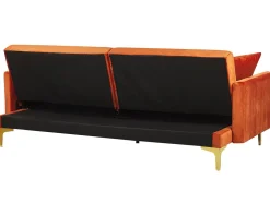 Beliani 3-Istuttava Vuodesohva Sametti Oranssi Lucan Fashion