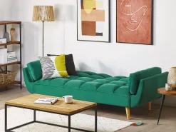 Beliani 3-Istuttava Vuodesohva Sametti Vihrea Asby Best