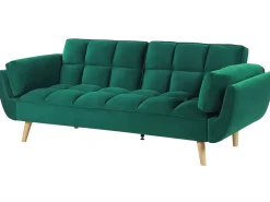 Beliani 3-Istuttava Vuodesohva Sametti Vihrea Asby Best