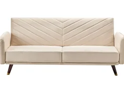 Beliani 3-Istuttava Vuodesohva Sametti Beige Senja Best Sale
