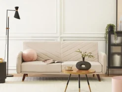 Beliani 3-Istuttava Vuodesohva Sametti Beige Senja Best Sale