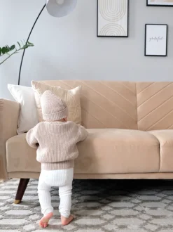 Beliani 3-Istuttava Vuodesohva Sametti Beige Senja Best Sale