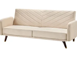 Beliani 3-Istuttava Vuodesohva Sametti Beige Senja Best Sale