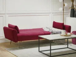 Beliani 3-Istuttava Vuodesohva Sametti Tummanpunainen Eina Discount