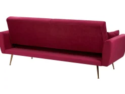 Beliani 3-Istuttava Vuodesohva Sametti Tummanpunainen Eina Discount