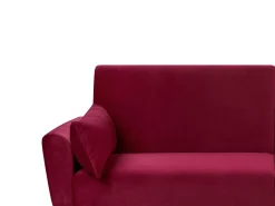 Beliani 3-Istuttava Vuodesohva Sametti Tummanpunainen Eina Discount