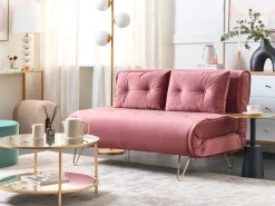 Beliani 2-Istuttava Vuodesohva Sametti Vaaleanpunainen Vestfold Discount
