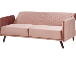 Beliani 3-Istuttava Vuodesohva Sametti Vaaleanpunainen Senja Hot