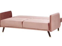 Beliani 3-Istuttava Vuodesohva Sametti Vaaleanpunainen Senja Hot