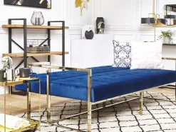 Beliani 3-Istuttava Vuodesohva Sametti Laivastonsininen Marstal Flash Sale