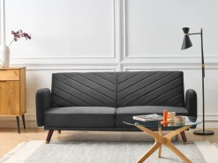 Beliani 3-Istuttava Vuodesohva Sametti Musta Senja Store