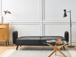 Beliani 3-Istuttava Vuodesohva Sametti Musta Senja Store