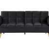 Beliani 3-Istuttava Vuodesohva Sametti Musta Asby Cheap