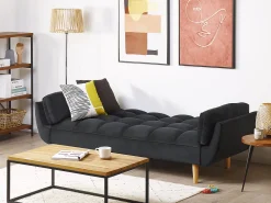 Beliani 3-Istuttava Vuodesohva Sametti Musta Asby Cheap