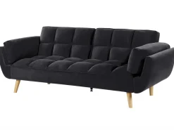Beliani 3-Istuttava Vuodesohva Sametti Musta Asby Cheap