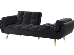 Beliani 3-Istuttava Vuodesohva Sametti Musta Asby Cheap