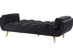 Beliani 3-Istuttava Vuodesohva Sametti Musta Asby Cheap