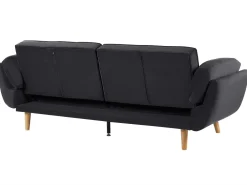 Beliani 3-Istuttava Vuodesohva Sametti Musta Asby Cheap