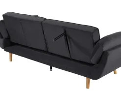 Beliani 3-Istuttava Vuodesohva Sametti Musta Asby Cheap