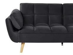 Beliani 3-Istuttava Vuodesohva Sametti Musta Asby Cheap