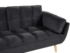 Beliani 3-Istuttava Vuodesohva Sametti Musta Asby Cheap